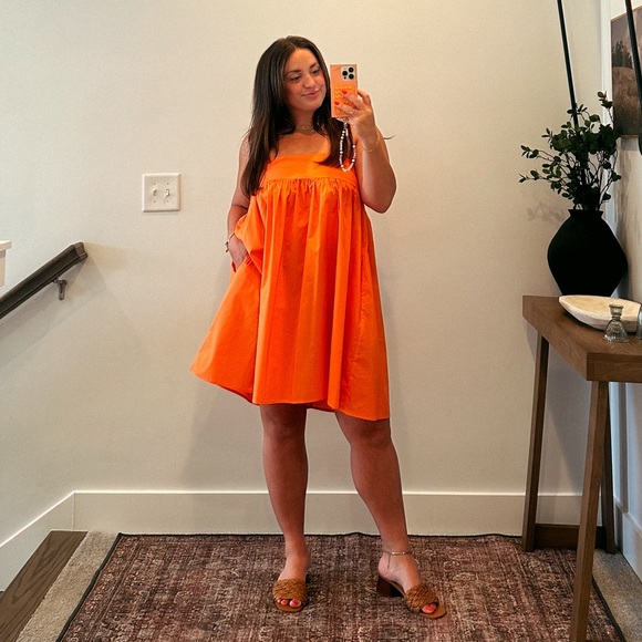 SERINA MINI DRESS - Orange Spaghetti Strap Dress - Picture 15 of 15
